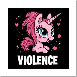 Pink unicorn for violence Posters and Art